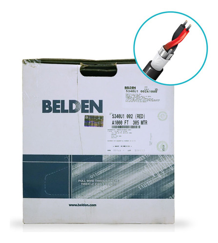 Cable Belden Rojo 2 Conductores 18awg 305m En Exterior