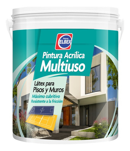 Pintura Acrílica Multiuso Elbex X 4lt. Para Pisos Y Muros Acabado Mate Color Negro