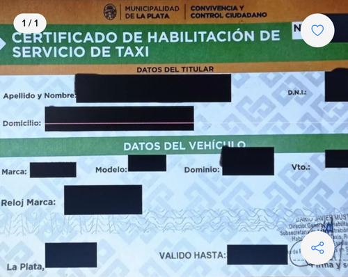Habilitacion Taxi La Plata