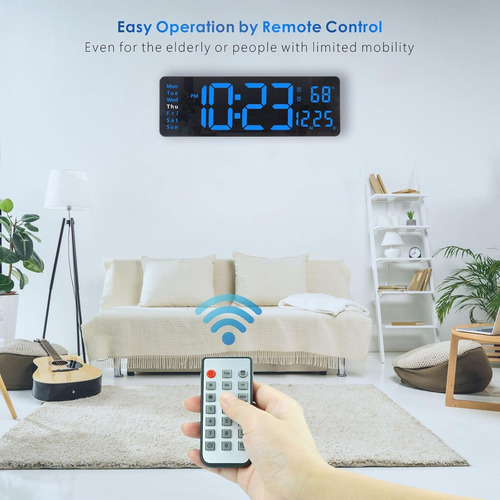 Reloj De Pared Digital De 16 Pulgadas Control Remoto, G...