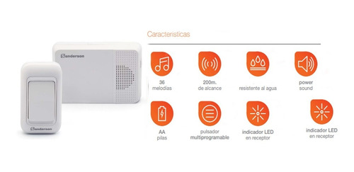 Imagen 5 de 6 de Timbre Inalambrico Con Pilas Exterior Resistente Agua 200m