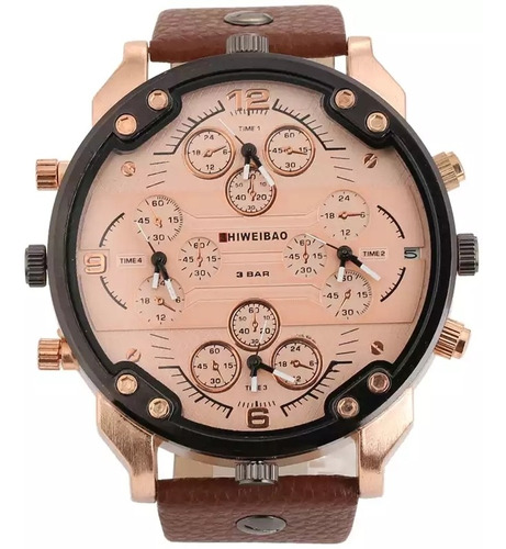 Relogio Grande Designer Morderno Pulseira De Couro Ler Anunc