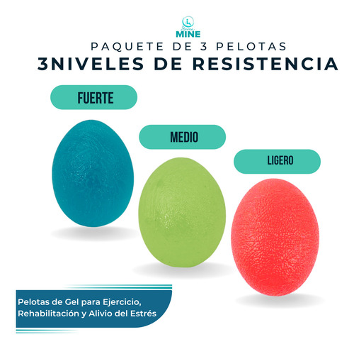 Pelotas De Gel Forma Huevo Rehabilitación Ejercicio 3pzas