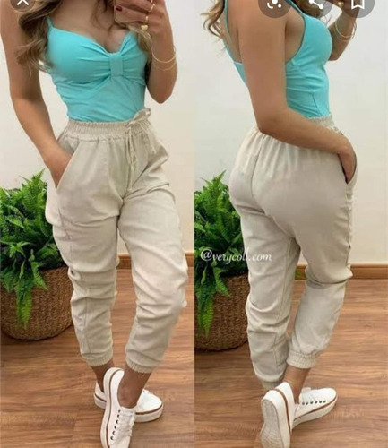 Calça Jogger Feminina Bomber Bengaline Com Elastico E Bolso