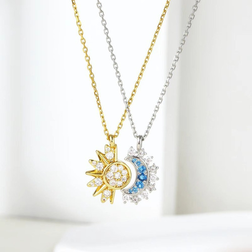 Conjunto Sol Y Luna Pareja Amistad Con Anillo Collar 4pcs
