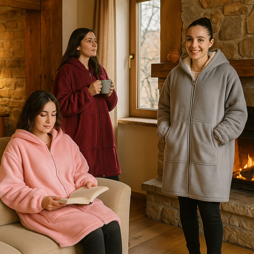 Poleron Sherpa Oversize Peludo Manta Con Cierre Frazada Bata Polar Mujer