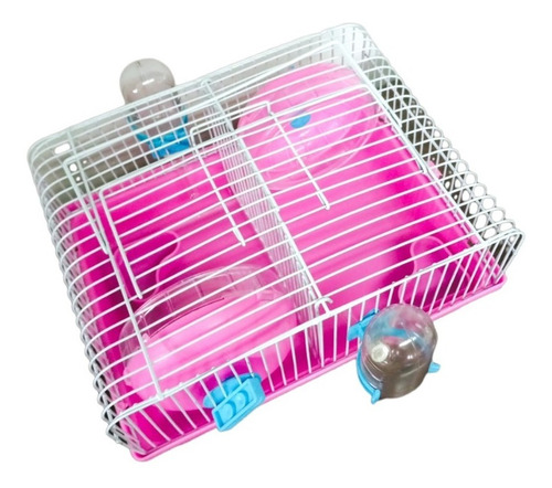 Imagen 4 de 4 de Jaula Para Hamster Jerbo Doble Rueda Bebedero Y Comedero