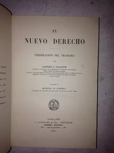 El Nuevo Derecho (legislacion Del Trabajo) Alfredo Palacios