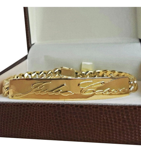 Pulseira Grumet Placa 15 Gramas 7mm Ouro 18k Comprimento 21 Cm