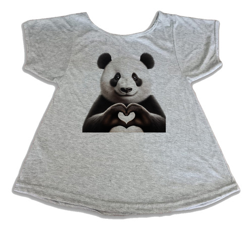 Musculosa Dama Oso Panda Haciendo Corazon Love Amor