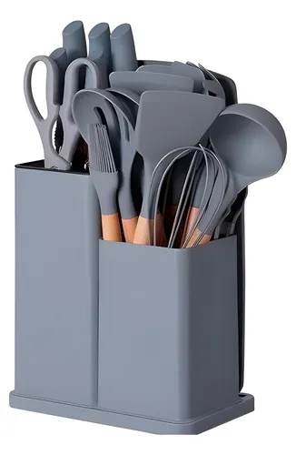 Ke Home conjunto 19 peças utensílios kit cozinha silicone cor cin...