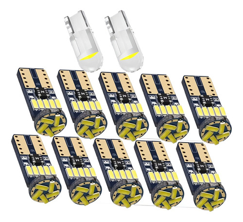 12pcs Focos T10 Led Carro Kit Pellizco W5w 194 168 2825 192