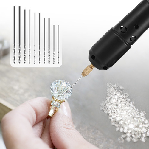 . Mini Taladro Eléctrico Con 10 Brocas For Joyas Bricolaje