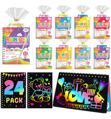 Paquete De 24 Cuadernos De Rayas Arcoíris Para Niños Color