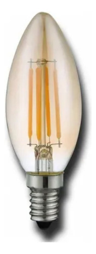 03 Lampada Vela Filamento Led 3,2w Ambar Lustre Bocal E14 Cor Da Luz Branco-quente 110v/220v