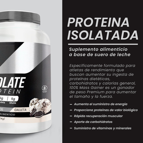 Suplemento En Polvo Psn Whey Protein Mass Gainer 1 Kg Galleta