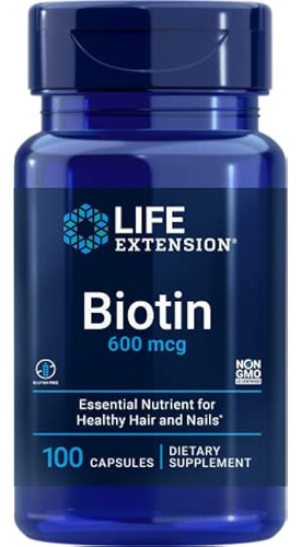 Life Extension Biotin 600 Mcg Vitamina B7 Suplemento