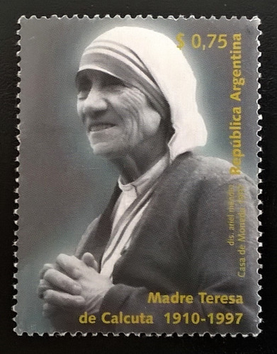 Argentina, Sello Gj 2864 Mad Teresa Calcuta 1997 Mint L13581