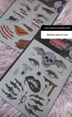 Stiker Tattoo Y Gemas Para La Cara Halloween 
