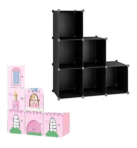 Guarda Roupa Infantil Portatil Modular 6 Portas Meninas Rosa