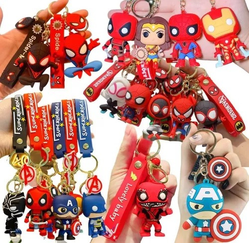 10 Pzas Llaveros Mayoreo Super Heroes, Kawaii, Marvel, Dc.