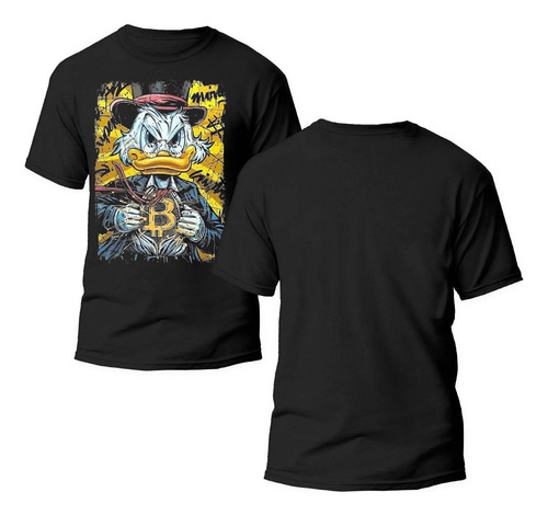 Playera Negra Estampado Rico Mc Pato 100% Algodon 03