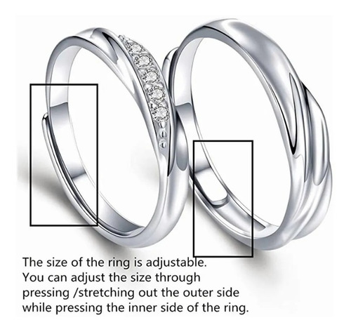 Imagen 5 de 6 de Pareja Anillos Plata Para Hombre Y Mujer + Caja Para Anillos