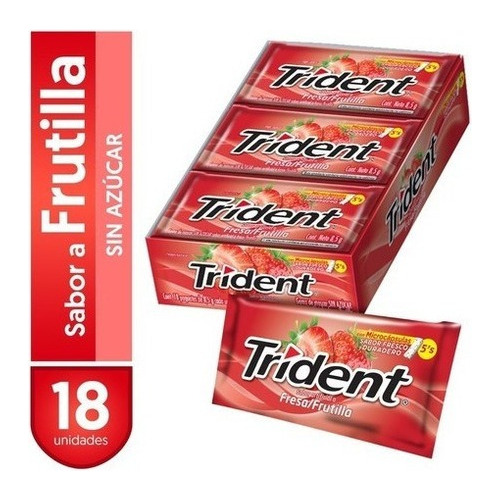 Chicle Trident Frutilla Caja X 18 Unidades Sin Azucar