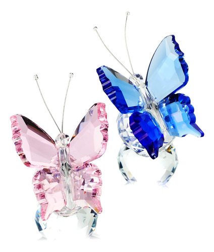 H&d Hyaline & Dora Figura De Mariposa De Cristal Con Base De