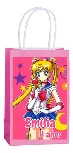 12 Bolsas Sailor Moon  Para Dulces Cotillón Personalizado 