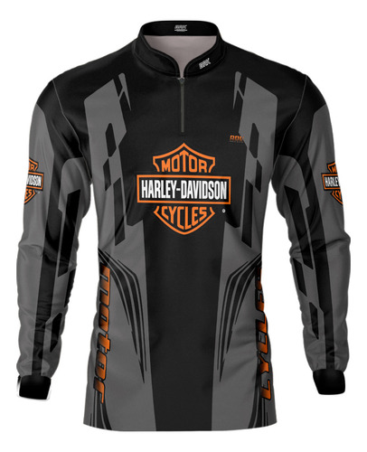 Camiseta Brk Motociclismo Harley Davidson Black Com Fpu 50+