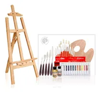 Comprar Caballete Atril Lienzo Pinceles Pinturas Paleta  Espátulas