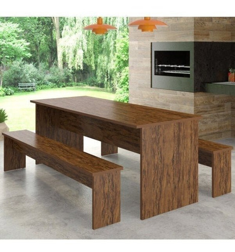 Conjunto Mesa E 2 Bancos Festivo Espresso Móveis Bawt