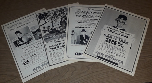 P439 4 Clipping Publicidades Air France $2950 El Lote Compl (Usado)