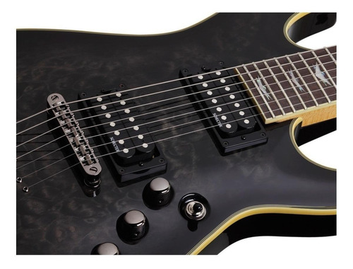 Guitarra elétrica Schecter Omen Extreme-7 de mogno see-thru black com diapasão de pau-rosa