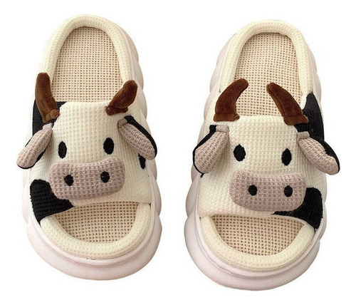 Pantuflas Lino For Mujer Con Dibujos Vacas Mudas