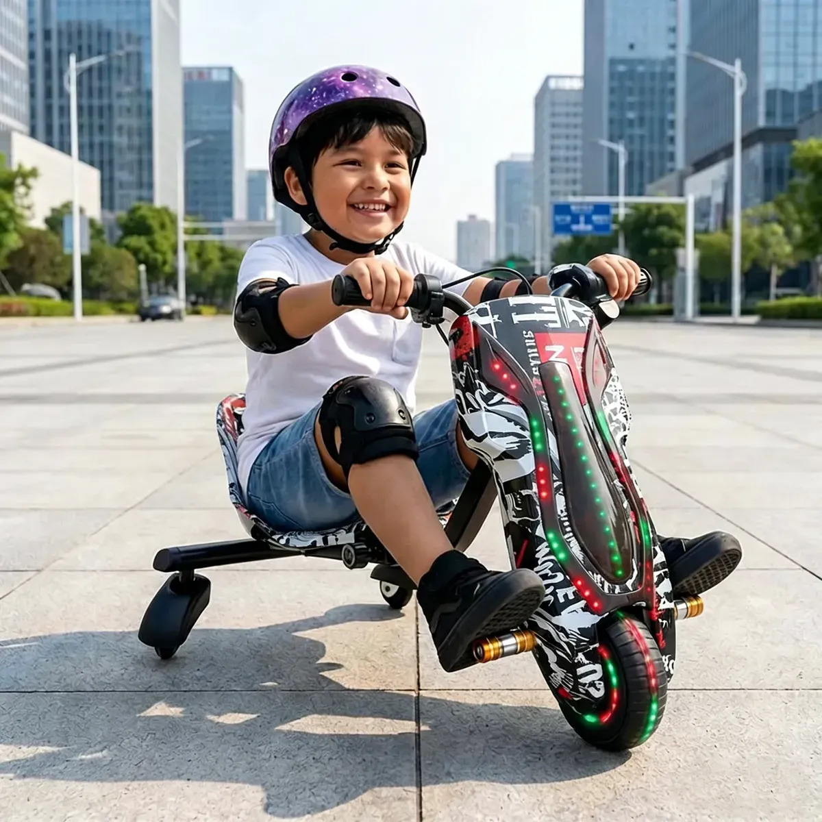 Patinete Triciclo Infantil Drift Elétrico 250w 36v Bluetooth Preto