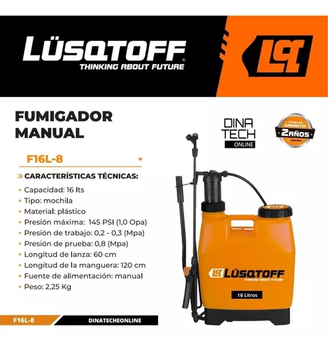 LUSQTOFF Fumigador Pulverizador Manual 16 L