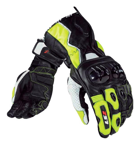 Guantes Ls2 De Carrera Modelo Swift Cuero - Amarillo Y Negro