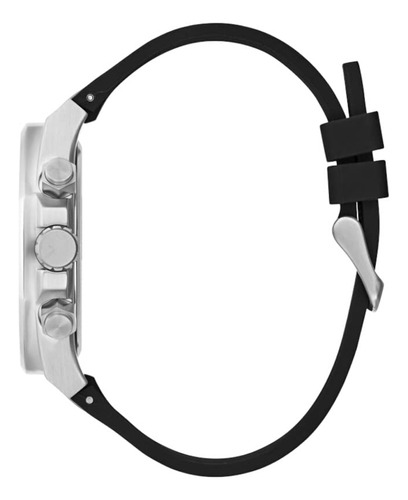 Relógio Guess For Men 46 Mm, Pulseira Preta, Mostrador Preto