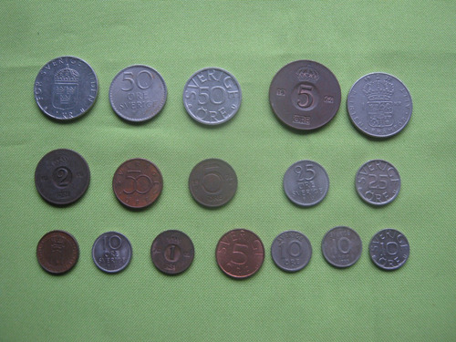 Suecia Lote 16 Monedas  Diferentes 