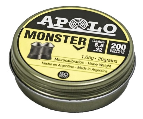 Imagen 3 de 10 de Balines Apolo Monster X200 5.5mm - Hay Gamo Crosman - Swat