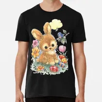 Comprar Remera Lindo Conejito De Pascua Con Flores Y Huevos Algodon 