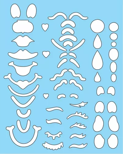 16 Stencil Rosto Facial Moldes Pintura 5cm Desenhos Infantil