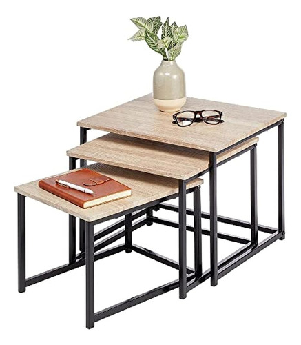 Mdesign Modern Farmhouse Nesting Side/end Table - Metal Wood