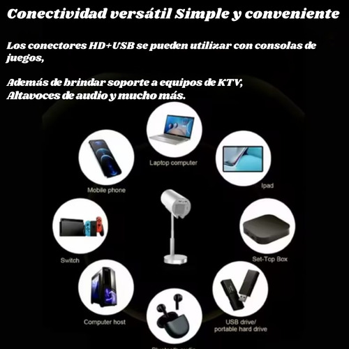 Proyector Led Portátil Bluetooth Inteligente Full Hd Android Plateado