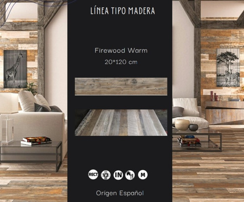 Disu Porcelanato Español Firewood Warm Tipo Madera 20*120