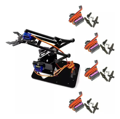 comprar . Brazo Robótico Acrílico Educativo Arduino + 4 Servos Mg90s