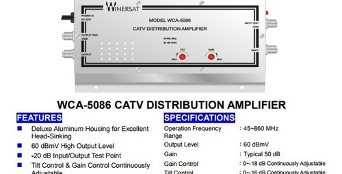 Amplificador Catv De 50db Winersat Wca-5086 Nuevo