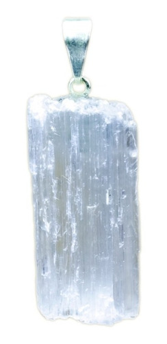 Pingente Pedra Cristal Selenita Branca Bruta Natural Energia